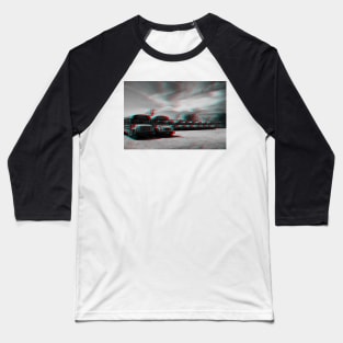 Anaglyph image of School buses waiting in a parking lot in Brooklyn, New York City Baseball T-Shirt